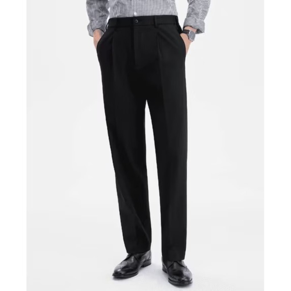 Tommy Hilfiger Mens Dean Relaxed Fit Pleated Pants Black 32W 32L